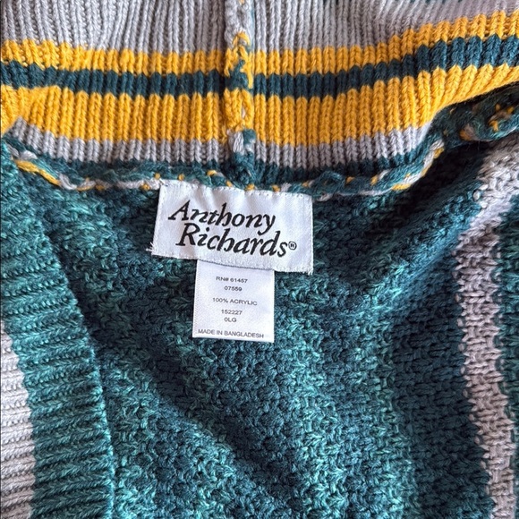 Anthony Richards Green and Yellow Cardigan Sweater - Picture 3 of 4